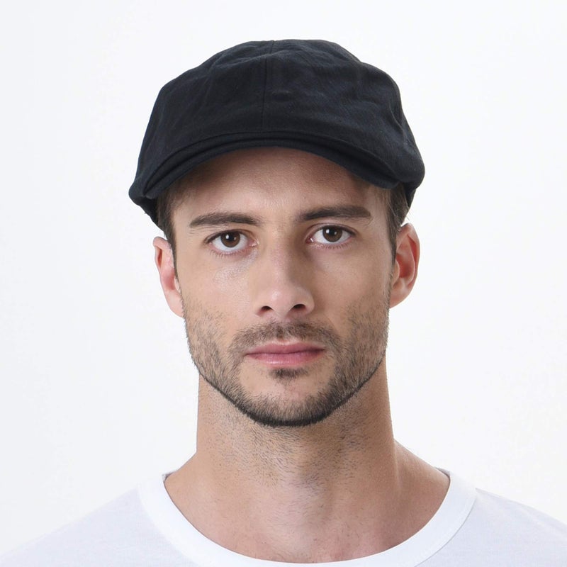 WITHMOONS Simple Newsboy Hat Flat Cap SL3026 (BlackM) - Image 2